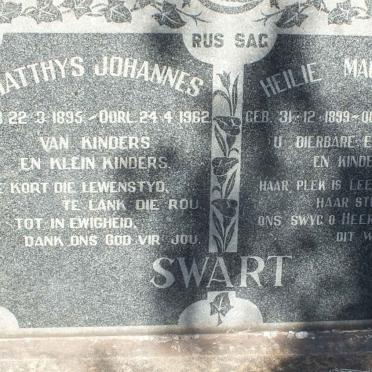 SWART Matthys Johannes 1895-1962 &amp; Heilie Magdalena 1899-1961