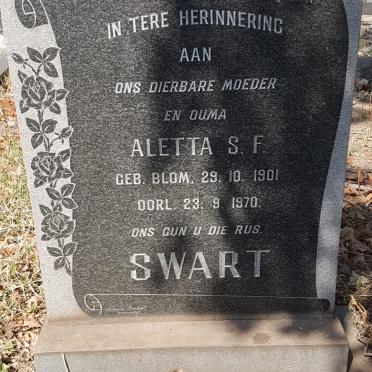 SWART Aletta S.F. nee BLOM 1901-1970