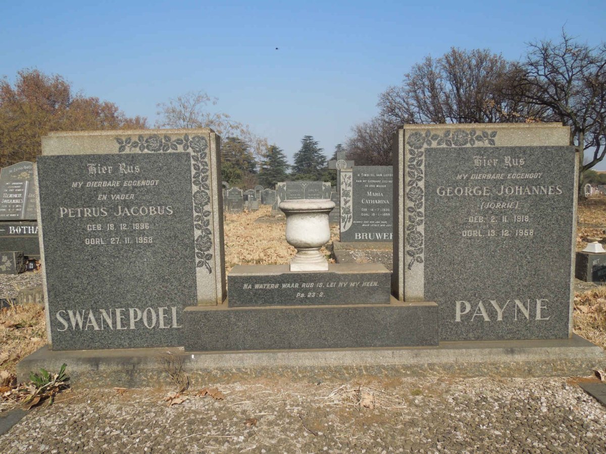 SWANEPOEL Petrus Jacobus 1896-1958 :: PAYNE George Johannes 1918-1958