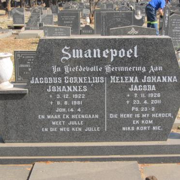 SWANEPOEL Jacobus Cornelius Johannes 1922-1981 &amp; Helena Johanna Jacoba 1926-2011
