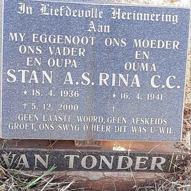 TONDER Stan A.S. 1936-2000 & Rina C.C. 1941-