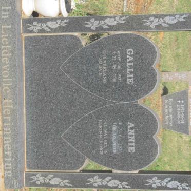 TOIT Gallie, du 1922-2010 &amp; Annie 1926-2012