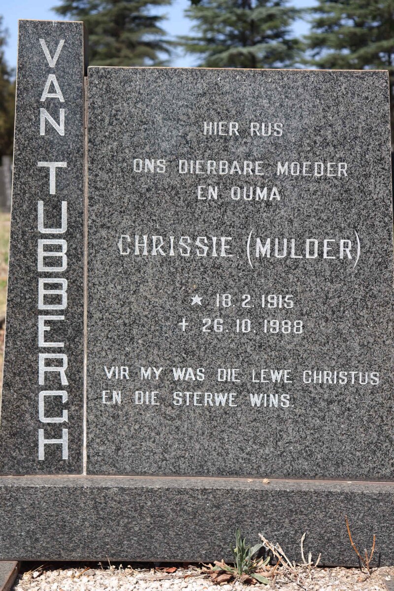 TUBBERGH Chrissie, van nee MULDER 1915-1988