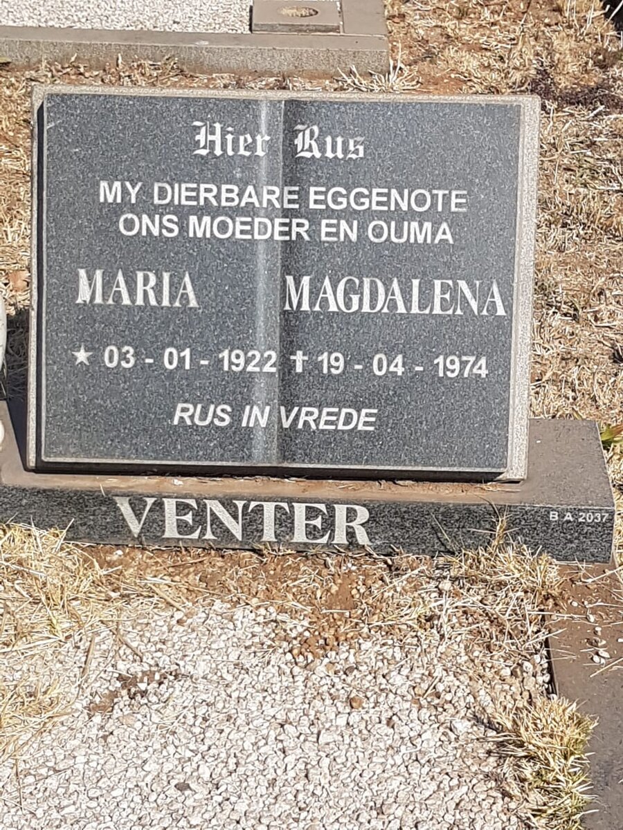 VENTER Maria Magdalena 1922-1974