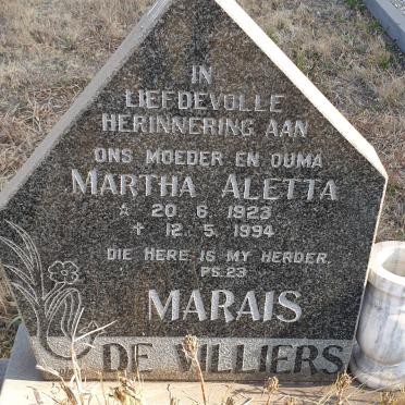 VILLIERS Martha Aletta, de nee MARAIS 1923-1994