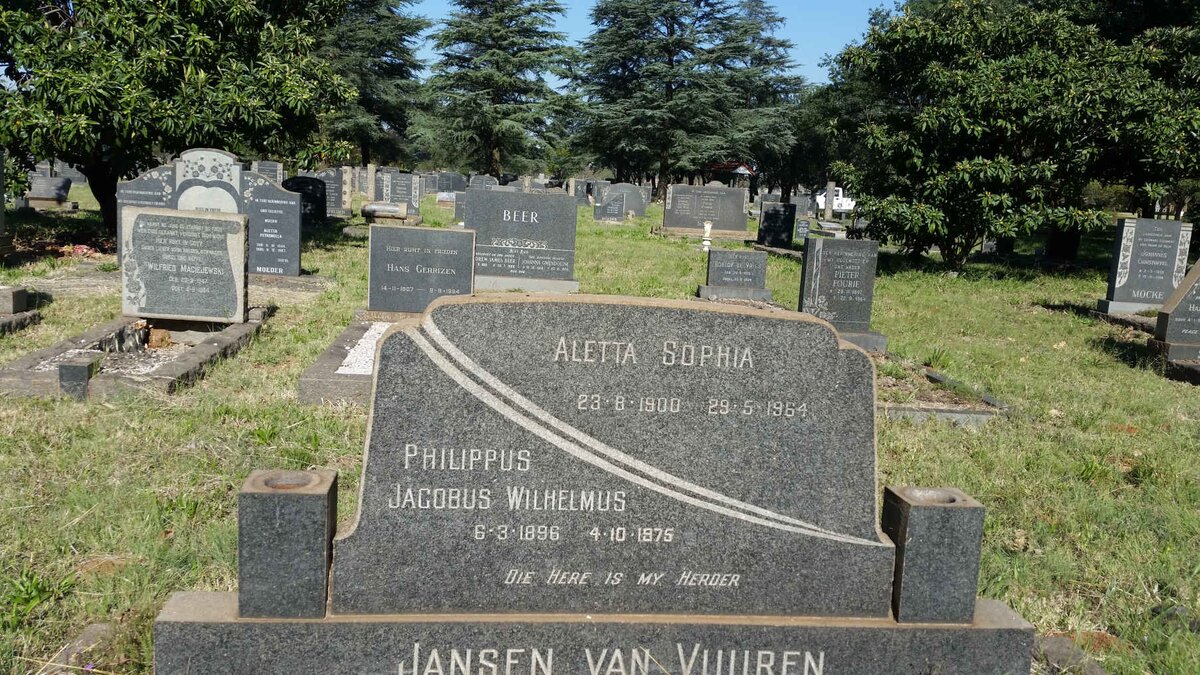 VUUREN Philippus Jacobus Wilhelmus, Jansen van 1896-1975 &amp; Aletta Sophia 1900-1964