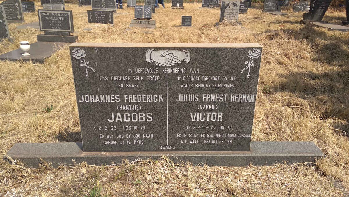 VICTOR Julius Ernest Herman 1947-1978 :: JACOBS Johannes Frederick 1953-1978