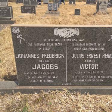 VICTOR Julius Ernest Herman 1947-1978 :: JACOBS Johannes Frederick 1953-1978