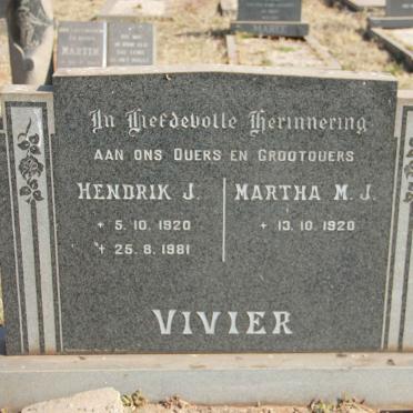 VIVIER Hendrik J. 1920-1981 &amp; Martha M.J. 1920-