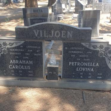 VILJOEN Abraham Carolus 1932-1982 &amp; Petronella Lovina 1937-1986