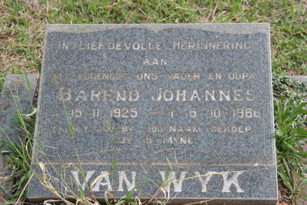 WYK Barend Johannes, van 1925-1986