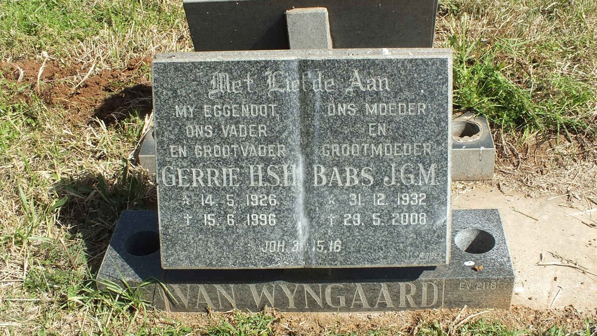 WYNGAARD H.S.H., van 1926-1996 &amp; J.G.M. 1932-2008