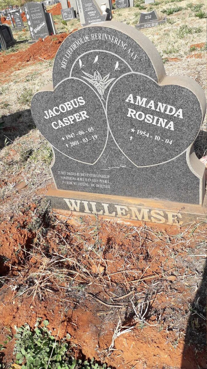 WILLEMSE Jacobus Casper 1947-2001 & Amanda Rosina 1954- 