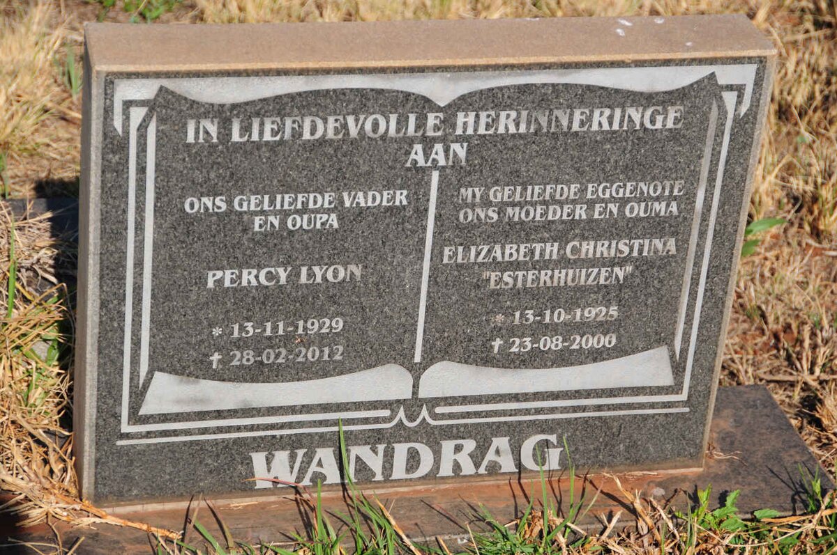 WANDRAG Percy Lyon 1929-2012 & Elizabeth Christina ESTERHUIZEN 1925-2000