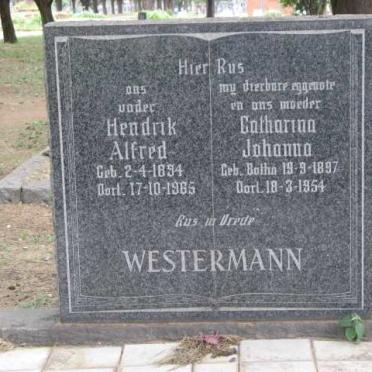 WESTERMANN Hendrik Alfred 1894-1965 &amp; Catharina Johanna BOTHA 1897-1954