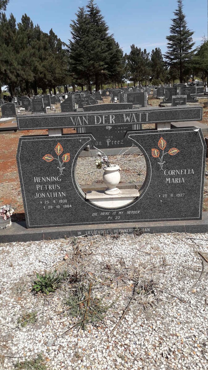 WATT Henning Petrus Jonathan, van der 1930-1984 &amp; Cornelia Maria 1927-