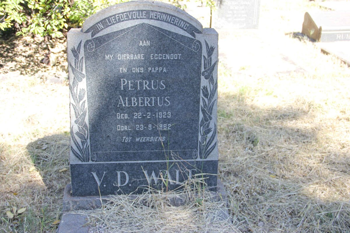 WALT Petrus Albertus, v.d. 1923-1962