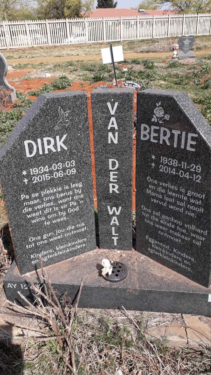 WALT Dirk, van der 1934-2015 & Bertie 1938-2014
