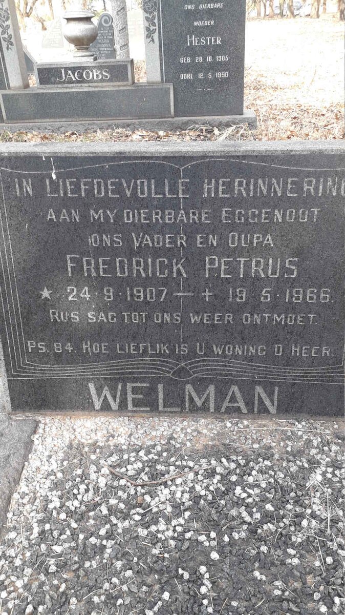 WELMAN Fredrick Petrus 1907-1966