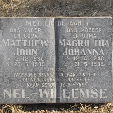 WILLEMSE Matthew John, Nel 1930-1999 &amp; Magrietha Johanna 1940-1995