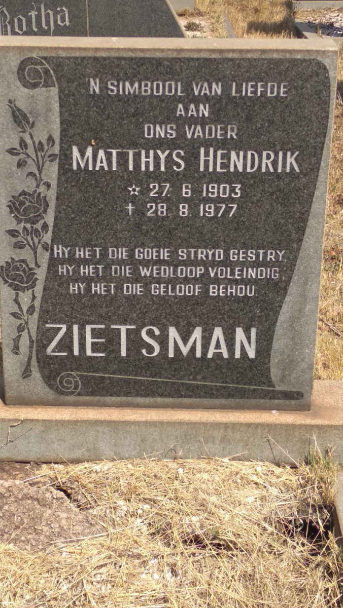 ZIETSMAN Matthys Hendrik 1903-1977