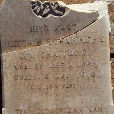 SCHAMMERS Aletta M. nee CRAFFORD 1895-1918