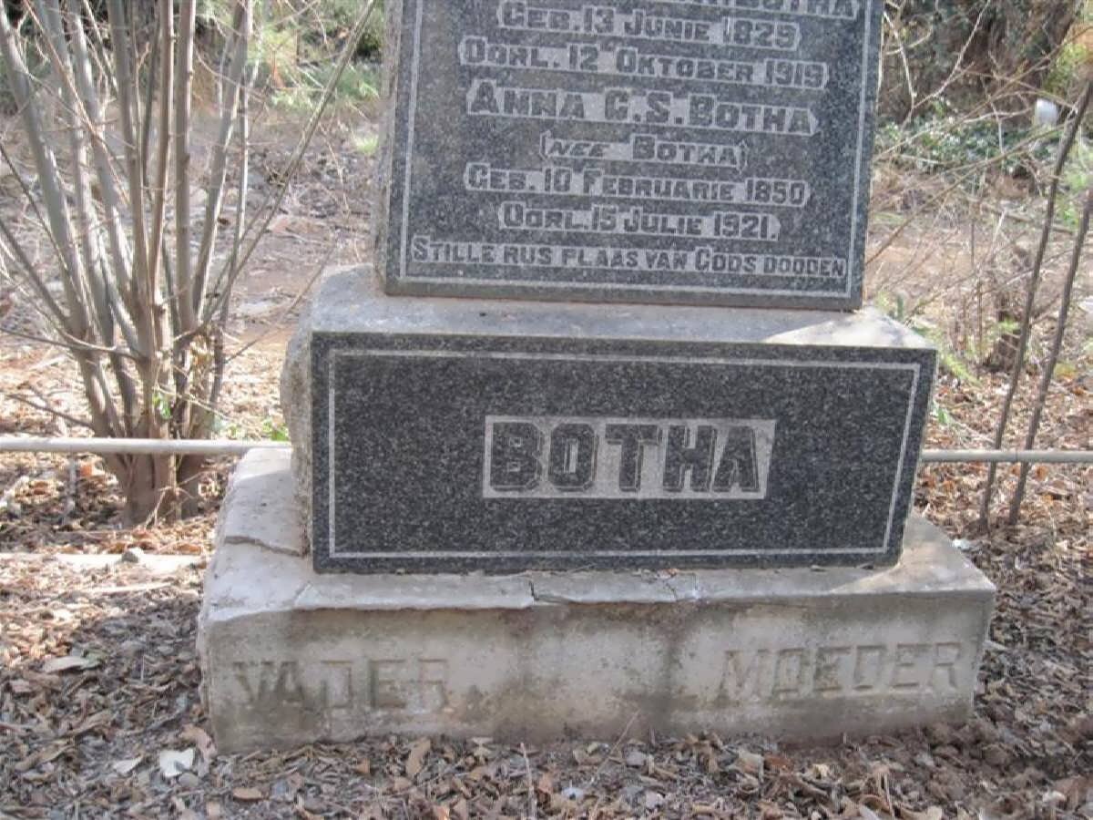 BOTHA Fredrik J.P.R. 1829-1919 &amp; Anna C.S. BOTHA 1850-1929