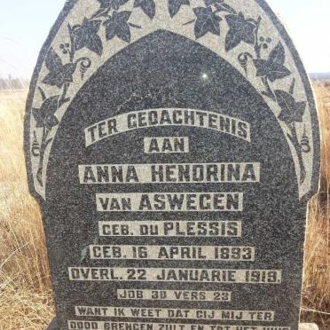 ASWEGEN Anna Hendrina, van nee DU PLESSIS 1893-1919