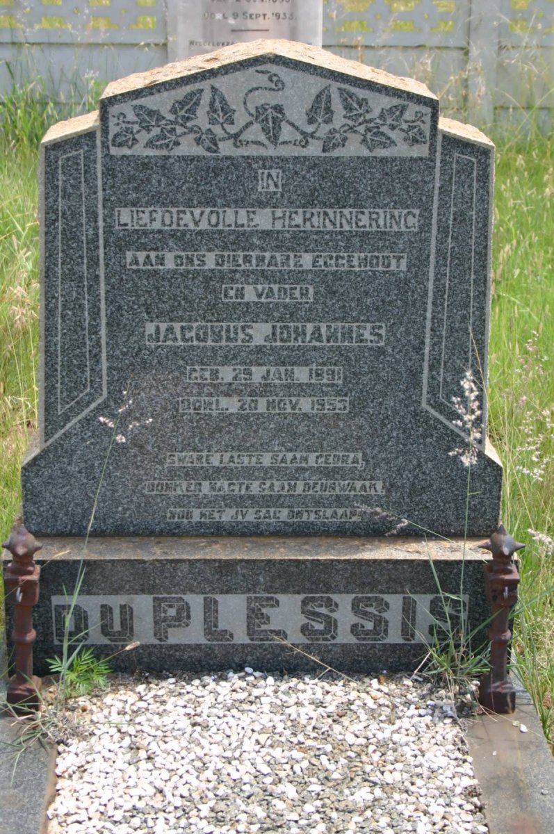 PLESSIS Jacobus Johannes, du 1891-1953