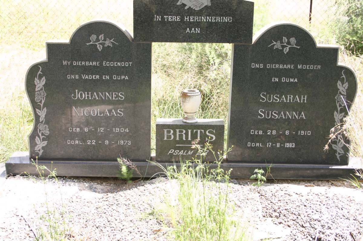 BRITS Johannes Nicolaas 1904-1973 &amp; Susarah Susanna 1910-1983