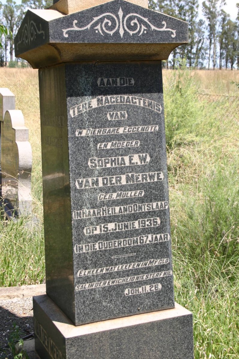 MERWE Sophia E.W., van der nee MULLER -1936