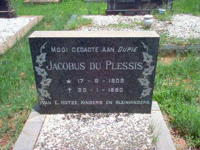 PLESSIS Jacobus, du 1905-1980