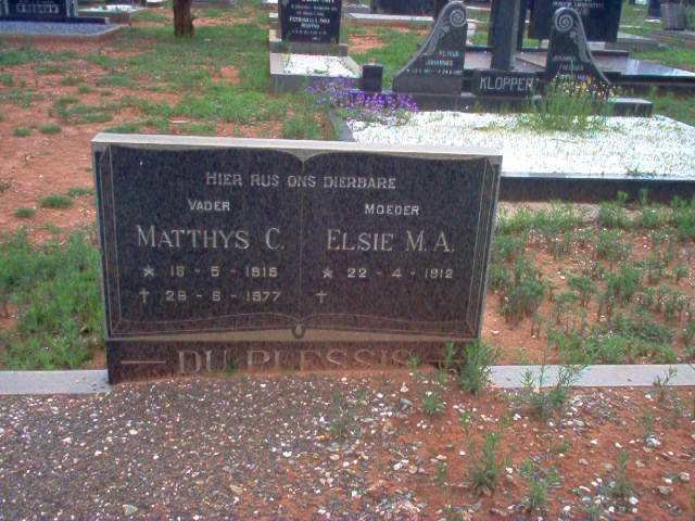 PLESSIS Matthys C., du 1915-1977 &amp; Elsie M.A. 1912-