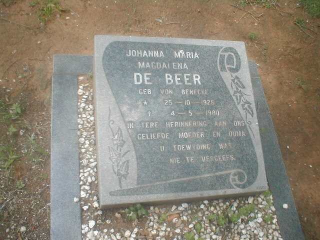 BEER Johanna Maria Magdalena, de nee VON BENECKE 1926-1980