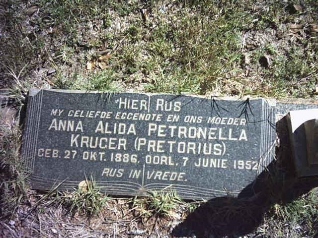 KRUGER  Anna Alida Petronella nee PRETORIUS 1886-1952