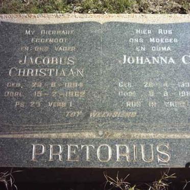 PRETORIUS Jacobus Christiaan 1884-1962 &amp; Johanna C. 1902-1989