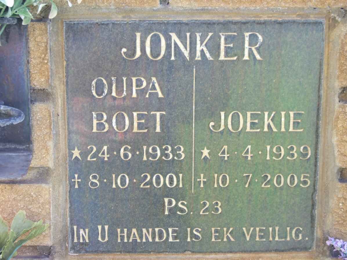 JONKER Boet 1933-2001 &amp; Joekie 1939-2005