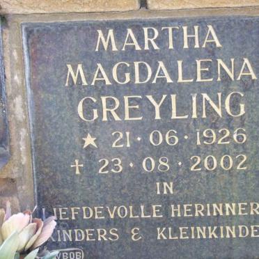 GREYLING Martha Magdalena 1926-2002