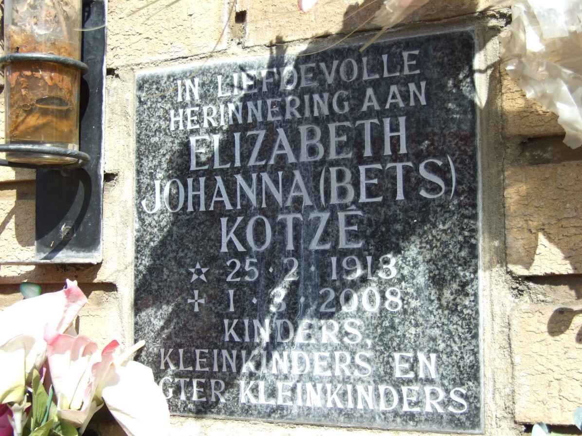KOTZÉ Elizabeth Johanna 1913-2008