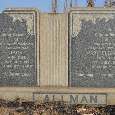 ALLMAN Jack -1941 &amp; Mary Elizabeth -1969