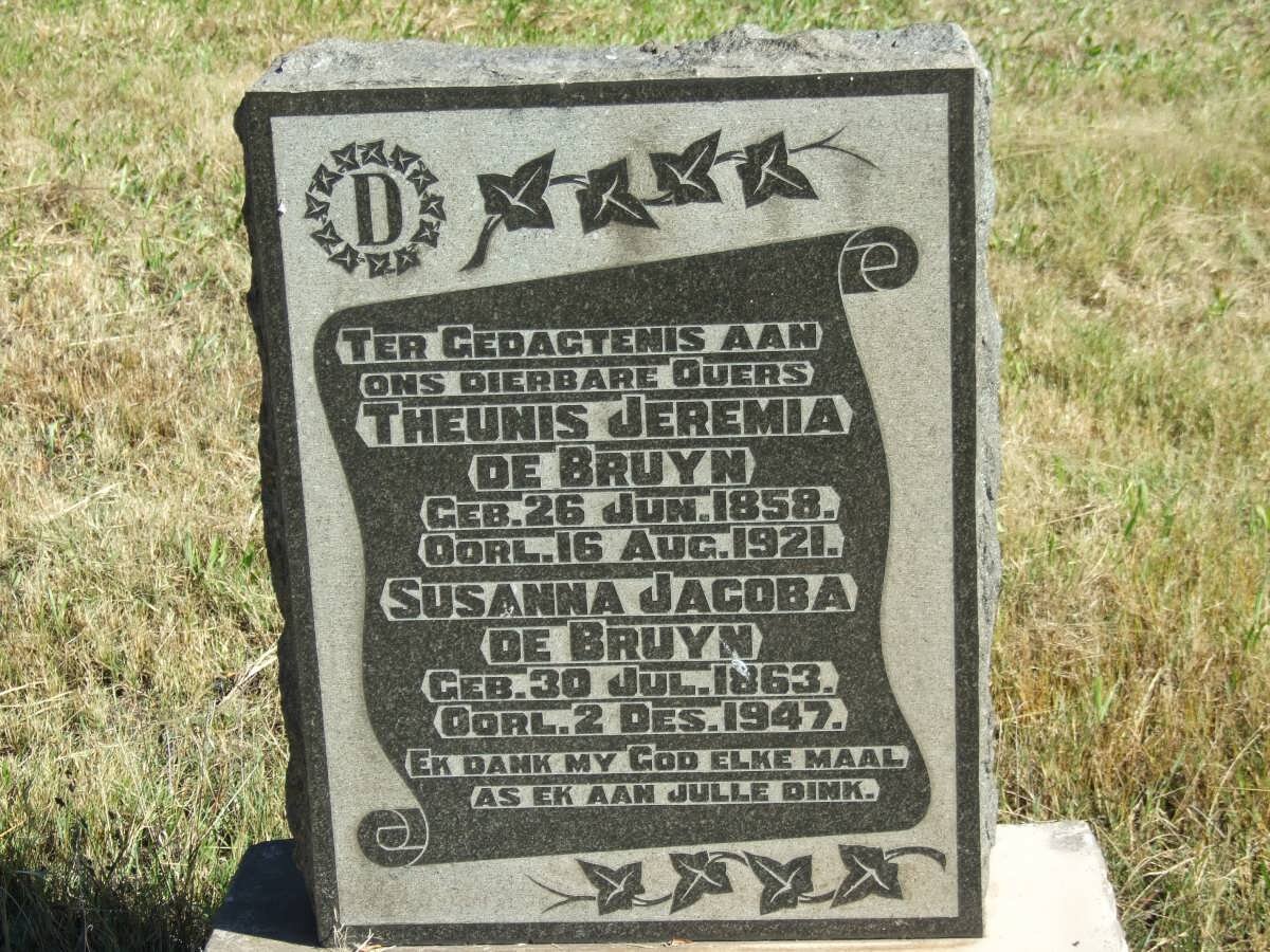 BRUYN Theunis Jeremia, de 1858-1921 &amp; Susanna Jacoba 1863-1947