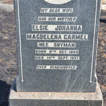 CARMEL Elsie Johanna Magdelena nee SNYMAN 1868-1937