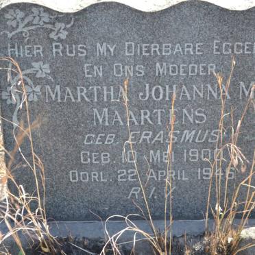 MAARTENS Martha Johanna M. nee ERASMUS 1900-1946