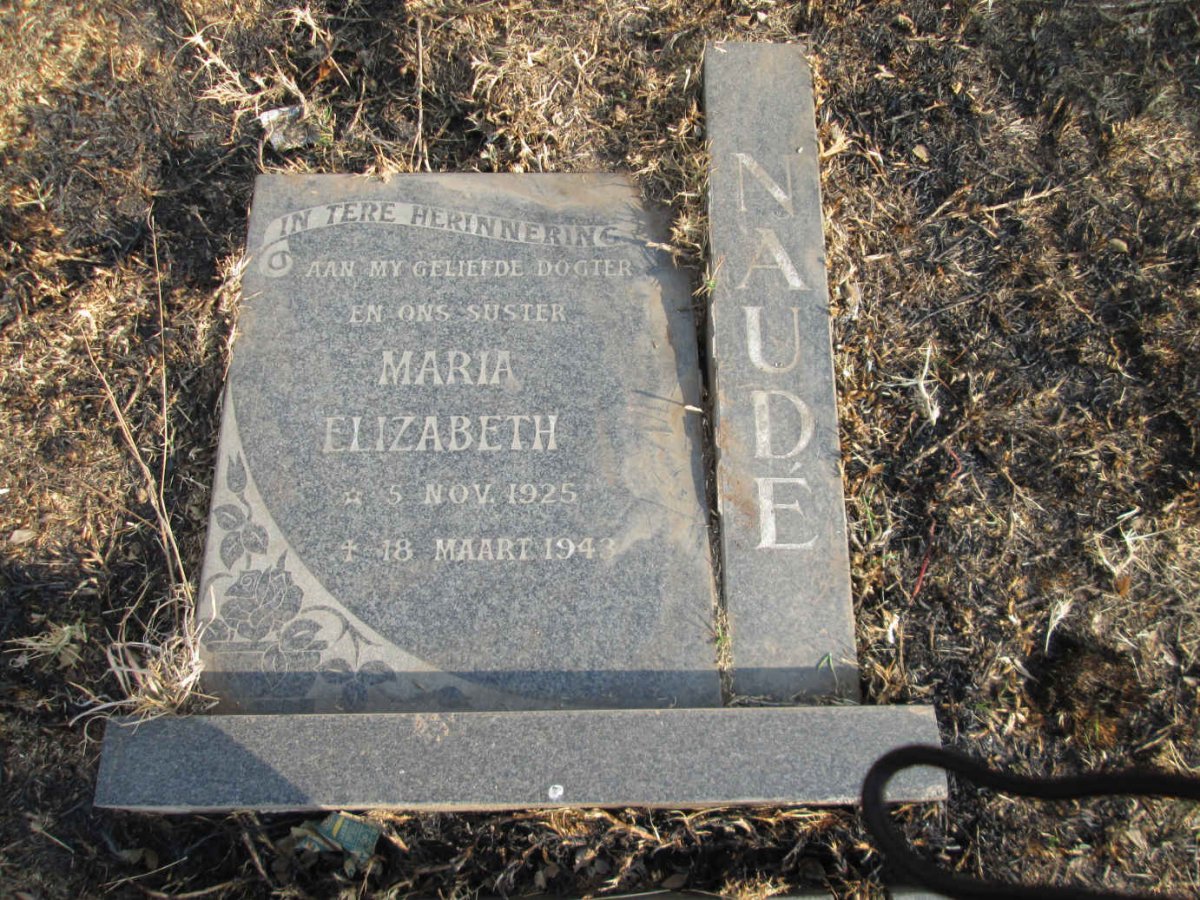 NAUDÉ Maria Elizabeth 1925-1943