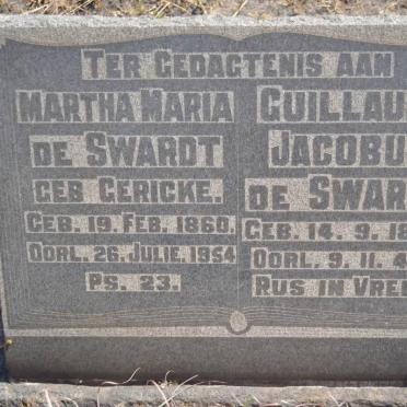 SWARDT Guillaume Jacobus, de 1860-1943 &amp; Martha Maria GERICKE 1860-1954