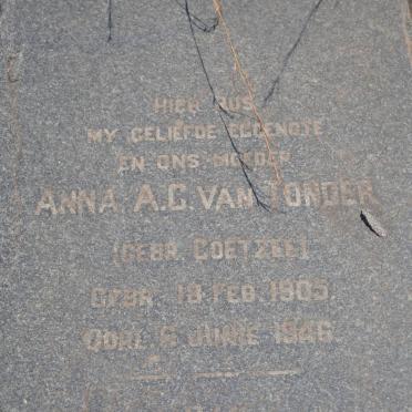 TONDER Anna A.C., van nee COETZEE 1905-1946