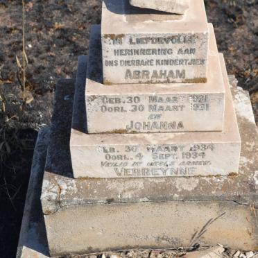 VERREYNNE Abraham 1931-1931 :: VERREYNNE Johanna 1934-1934