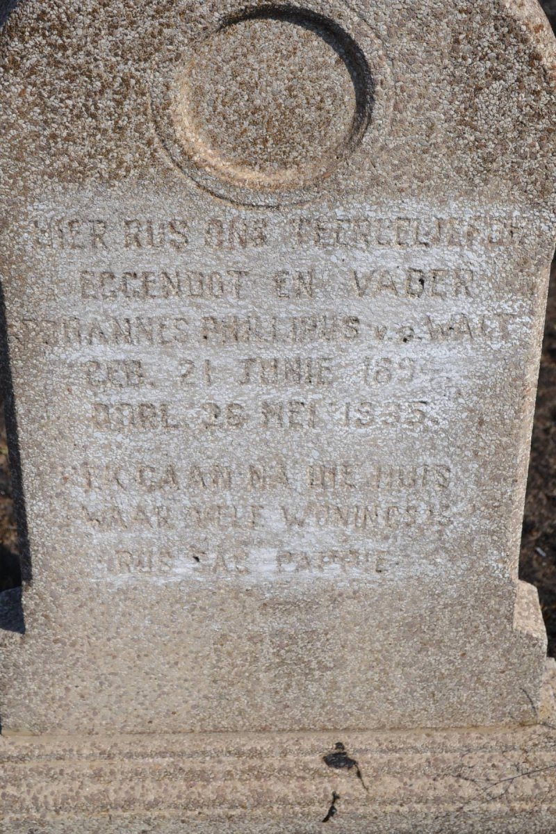 WALT Johannes Phillipus, v.d. 1894-1935