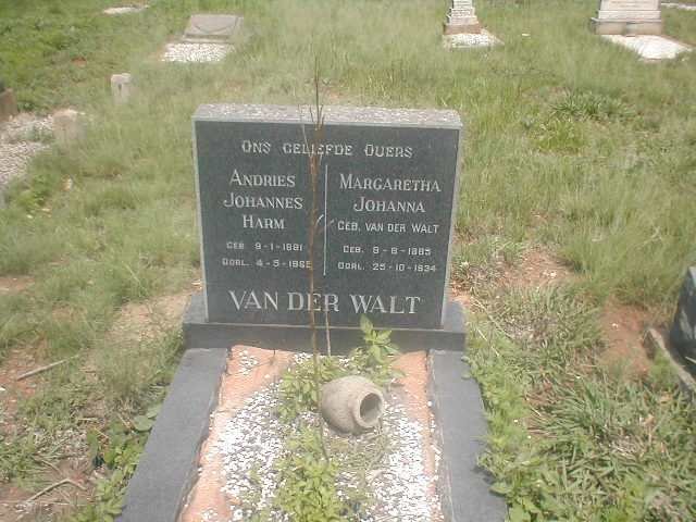 WALT Andries Johannes Harm, van der 1881-1965 &amp; Margaretha Johanna  VAN DER WALT 1895-1934