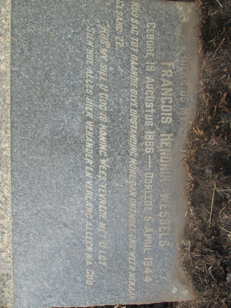 WESSELS Francois Hendrik 1886-1944